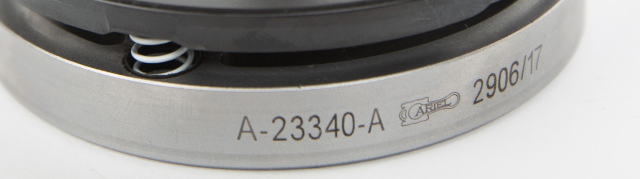 Detail of the Ariel logo on an OEM Valve